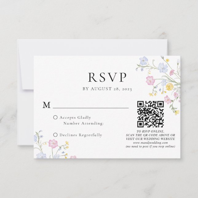 Cartons Réponse Code QR de mariage à armoiries florales rococo élé (Devant)