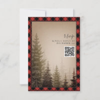 Code QR de mariage à carreaux rustique avec arbre 