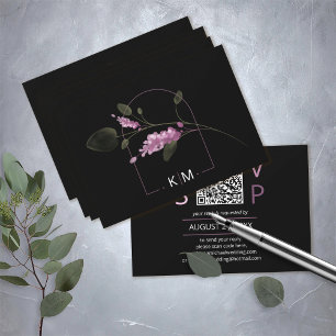 Cartons Réponse Code QR de mariage à l'arche florale douce Lilac I