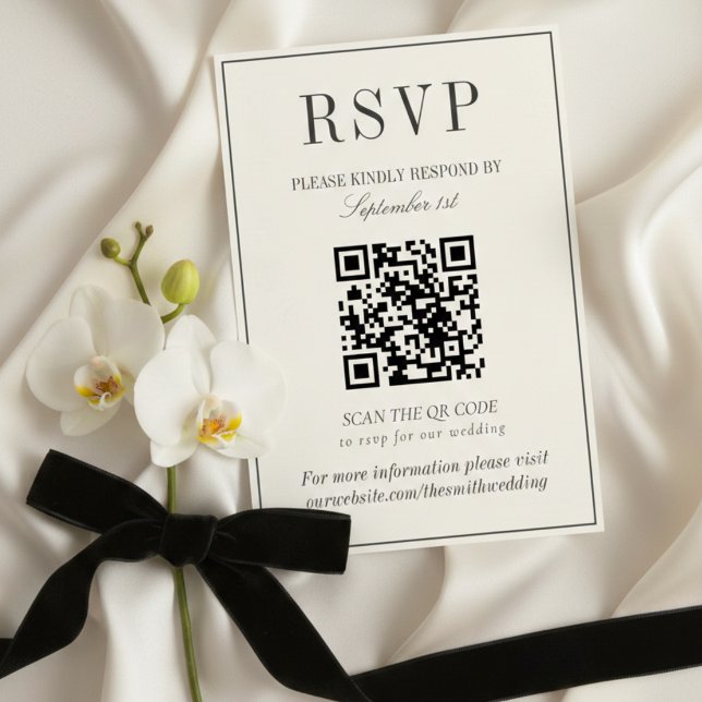 Cartons Réponse Code QR de mariage à motif rococo damassé ivoire c (Créateur téléchargé)