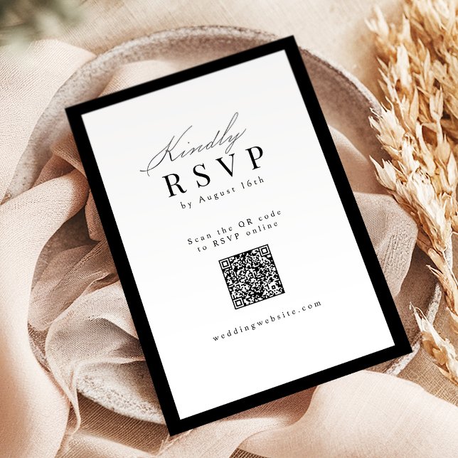 Cartons Réponse Code QR de mariage à typographie élégante et simpl (Simple Graceful Script Typography QR Code Wedding RSVP Card)
