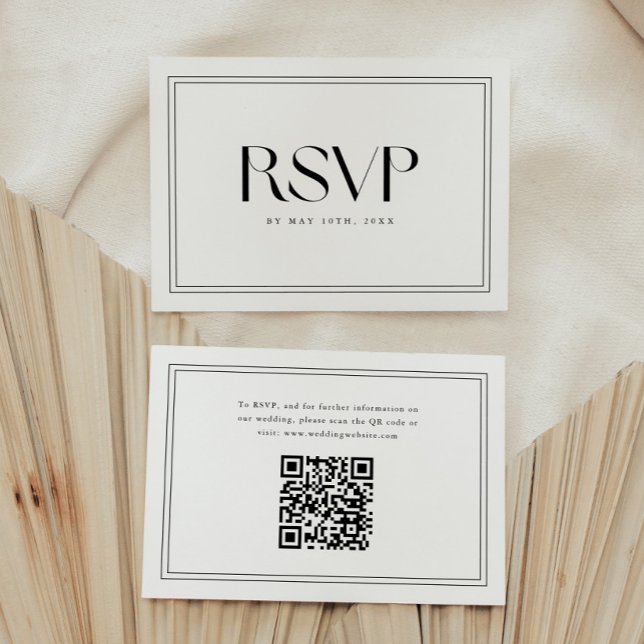 Cartons Réponse Code QR de mariage à typographie gras noir et blan (Créateur téléchargé)