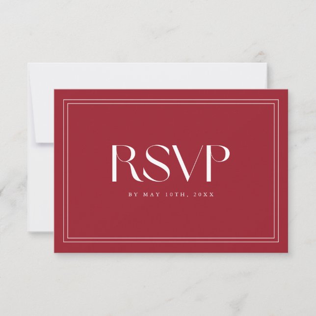 Cartons Réponse Code QR de mariage à typographie gras Rouge Vin Él (Devant)