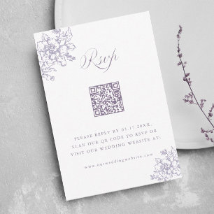 Cartons Réponse Code QR de mariage au lavande de jardin Bloom Clas