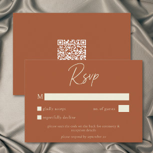 Cartons Réponse Code QR de mariage automnal minimaliste en terre c