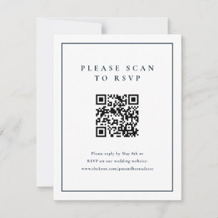 Cartons Réponse Code QR de mariage bleu marine élégant classique