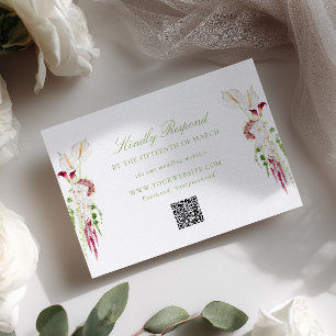 Cartons Réponse Code QR de mariage bouquet floral en cascade