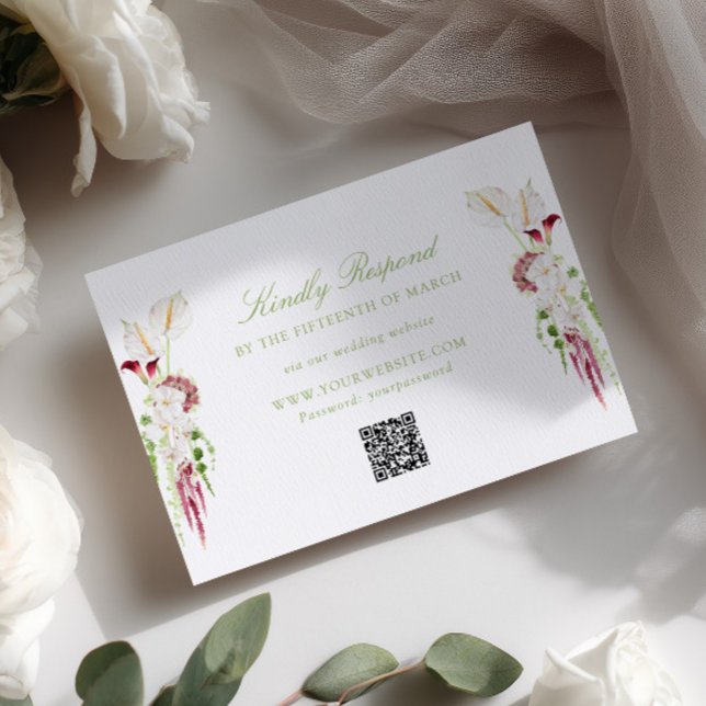 Cartons Réponse Code QR de mariage bouquet floral en cascade (Créateur téléchargé)