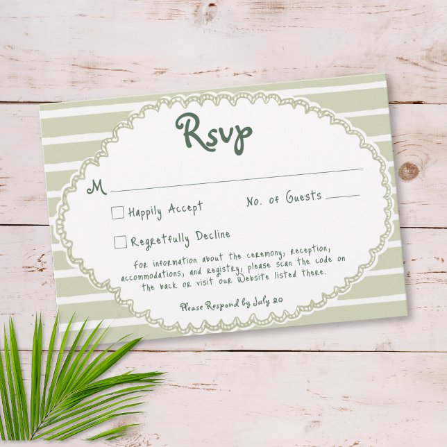 Cartons Réponse Code QR de mariage chic côtier au palmier solaire (Coastal Chic Sun Palm Tree Wedding RSVP Card)