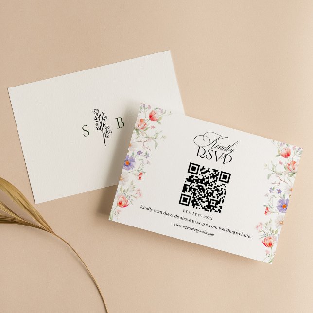 Cartons Réponse Code QR de mariage de jardin floral de printemps a (Créateur téléchargé)