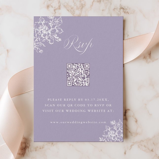 Cartons Réponse Code QR de mariage de jardin Lavande Classic Bloom (Créateur téléchargé)