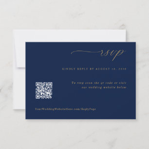 Cartons Réponse Code QR de mariage doux romantique bleu marine or