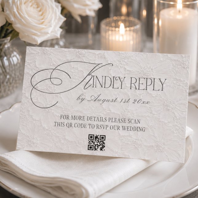 Cartons Réponse Code QR de mariage éditorial floral (Créateur téléchargé)