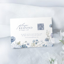 Code QR de mariage élégant aux fleurs sauvages ble