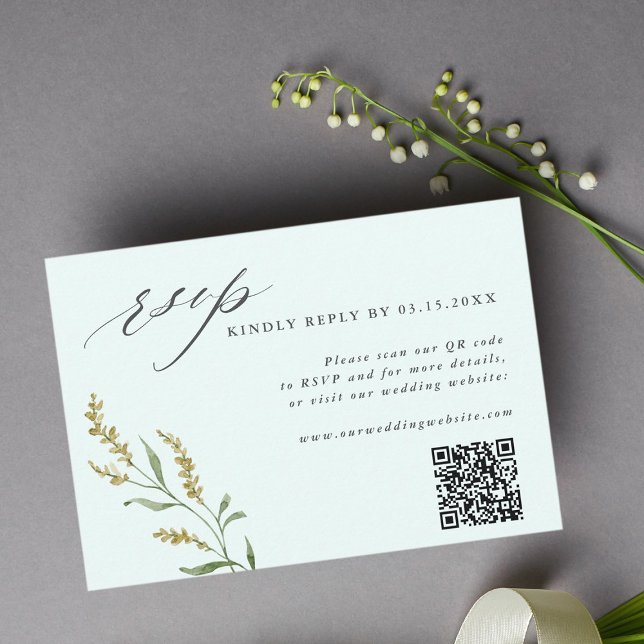 Cartons Réponse Code QR de mariage élégant pour Fleur sauvage de m (Créateur téléchargé)