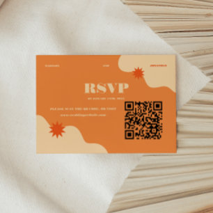 Cartons Réponse Code QR de mariage estival coloré minimal rétro