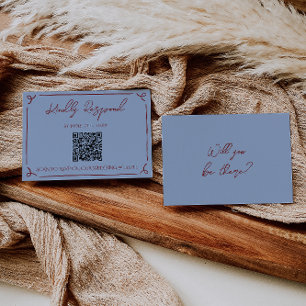 Cartons Réponse Code QR de mariage fantaisie cadre bleu rouge prof