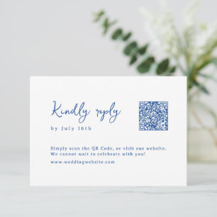 Cartons Réponse Code QR de mariage fantaisiste monogramme dessiné