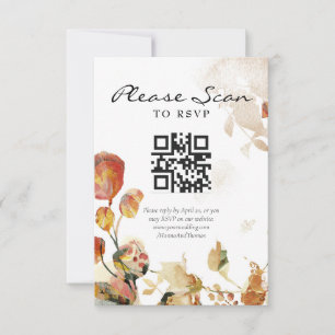 Cartons Réponse Code QR de mariage floral aquarelle automnal