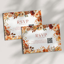 Code QR de mariage floral automnal rustique élégan