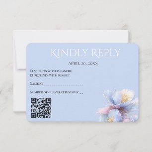 Cartons Réponse Code QR de mariage floral botanique pastel artisti