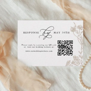 Cartons Réponse Code QR de mariage floral dessiné à la main en cal