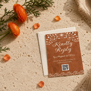 Cartons Réponse code QR de mariage floral mexicain