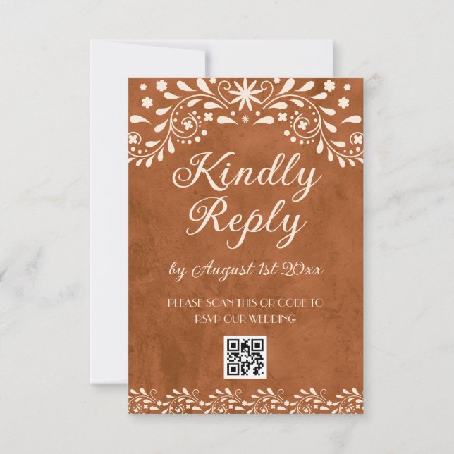 Cartons Réponse code QR de mariage floral mexicain (Devant)