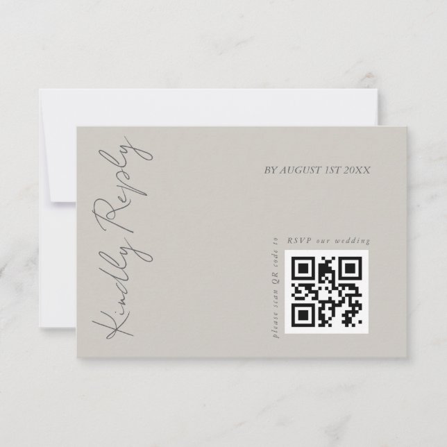 Cartons Réponse Code QR de mariage gris chaud élégant moderne  (Devant)