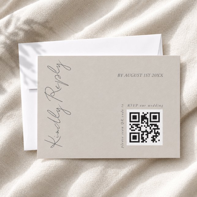Cartons Réponse Code QR de mariage gris chaud élégant moderne  (Créateur téléchargé)