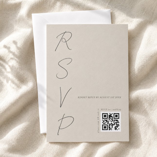 Cartons Réponse Code QR de mariage gris chaud simple (Créateur téléchargé)