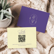 Code QR de mariage minimaliste violet et jaune