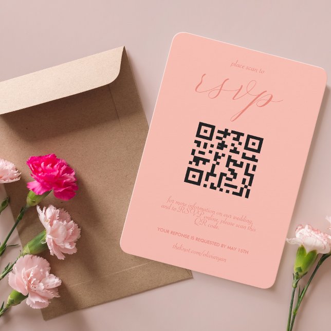 Cartons Réponse Code QR de mariage moderne en blocs de couleur | C (Créateur téléchargé)