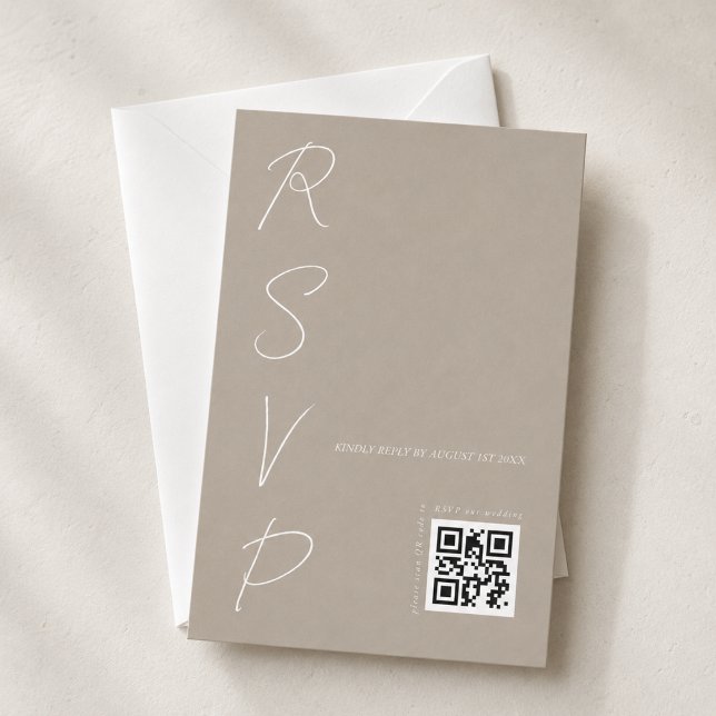 Cartons Réponse Code QR de mariage neutre moderne (Créateur téléchargé)