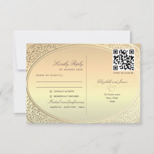 Cartons Réponse Code QR de mariage or double fonction
