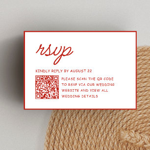Cartons Réponse Code QR de mariage rétro rouge et blanc