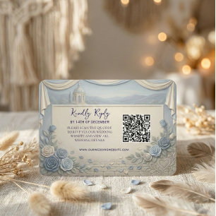 Cartons Réponse Code QR de mariage romantique Rose Bleu Poussiéreu