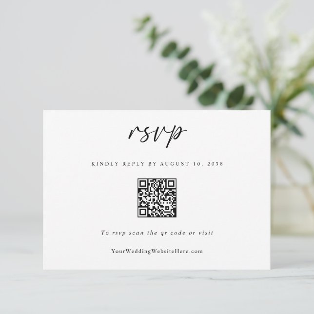Cartons Réponse Code QR de mariage simple et amusant (Debout devant)
