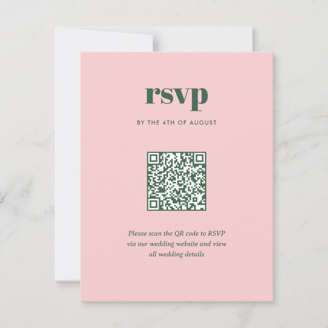 Cartons Réponse Code QR de mariage tendance rose vert moderne méla (Devant)