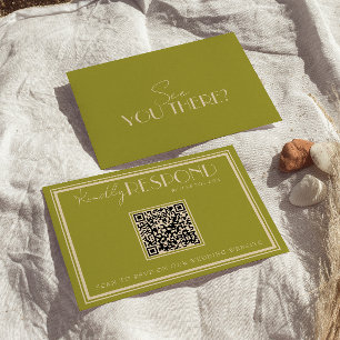Cartons Réponse Code QR de mariage vert mousse luxueux à l'ancienn