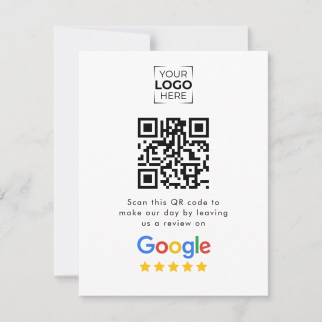 Cartons Réponse Code QR de révision de Google Avis sur l'entrepris (Devant)