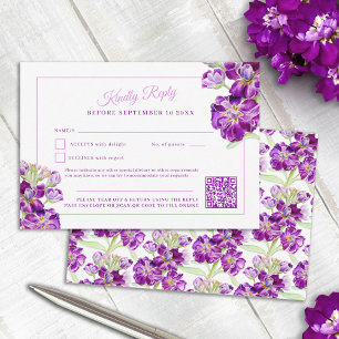 Cartons Réponse Code QR du mariage d'aquarelle stock violet