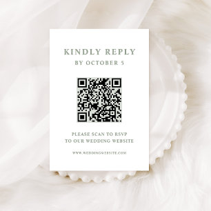 Cartons Réponse Code QR du Mariage de texte élégant blanc et gris 