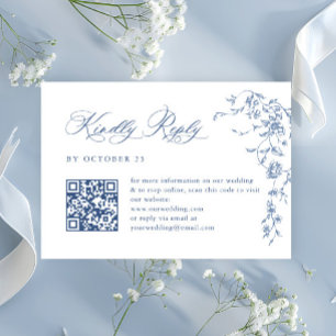 Cartons Réponse Code QR du Mariage Floral Ornate de Victoria