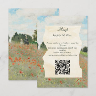 Cartons Réponse Code QR du site Web de mariage champ de coquelicot