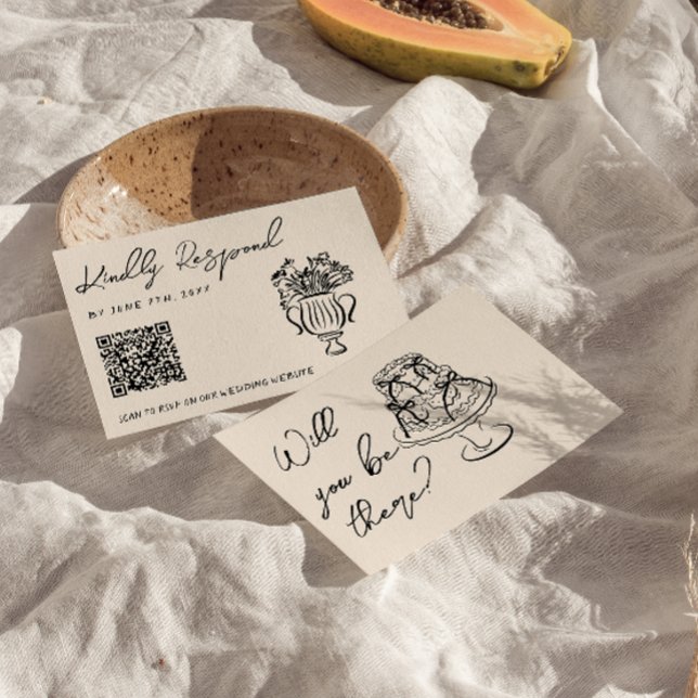 Cartons Réponse Code QR écrit à la main Gâteau Floral Mariage (Créateur téléchargé)