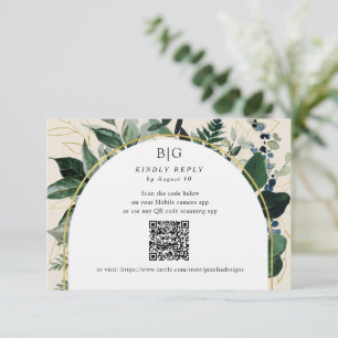 Cartons Réponse Code QR Elégant Beige Moderne Botanique Vert