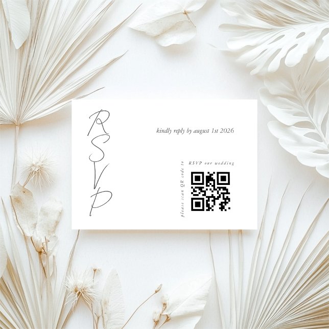 Cartons Réponse Code QR élégant de mariage blanc (Créateur téléchargé)