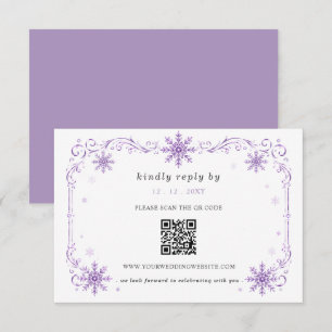 Cartons Réponse Code QR Élégant Mariage d'Hiver Flocons de Neige V