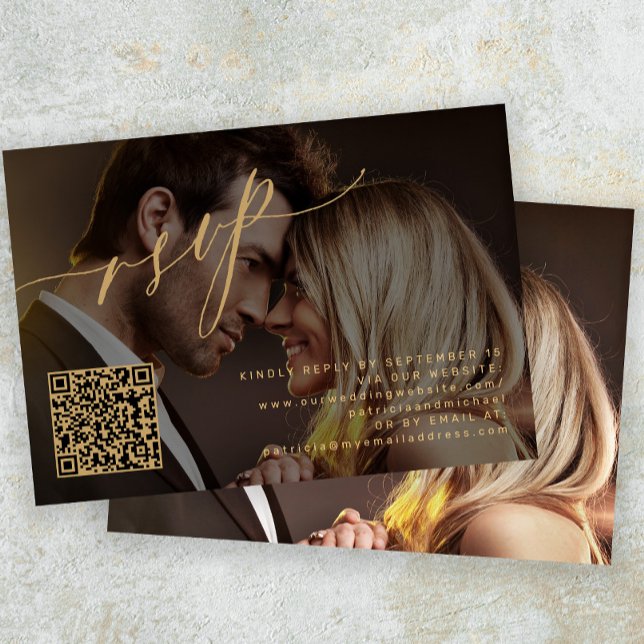 Cartons Réponse Code QR élégant mariage photo (Créateur téléchargé)